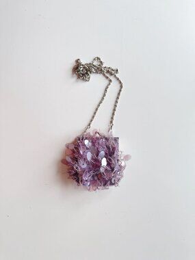 Vintage LE CHATEAU Lilac Purple Beaded Pailette Satin Evening Purse Bag